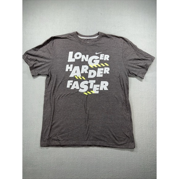 Nike Other - Nike Shirt Mens XL Gray Longer Harder Faster Swoosh Athletic Cotton Blend